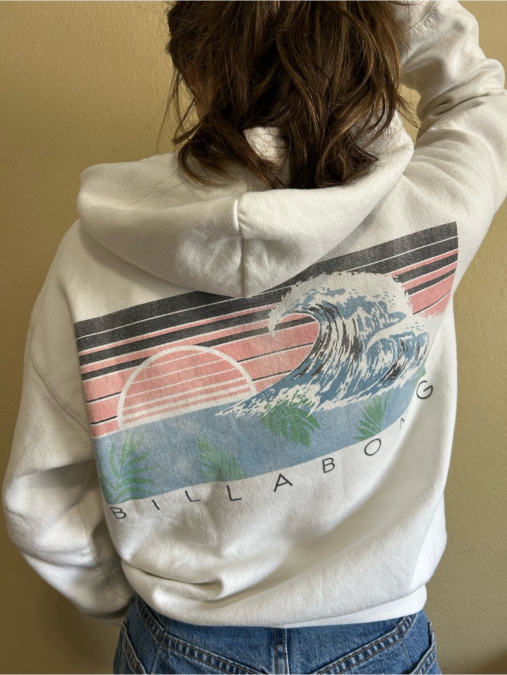 Billabong Off-White Women's Hooded Crew Sweatshirt